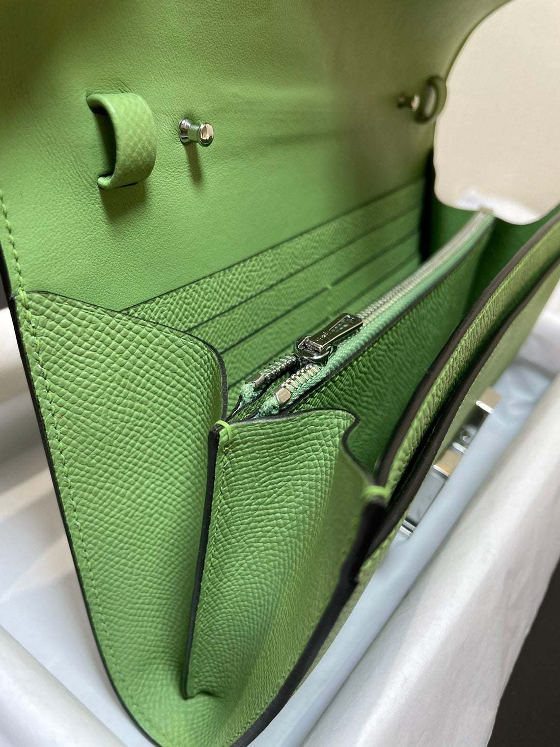 Constance To Go 20.5 Green Epsom Silver Hardware
