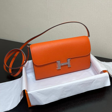Constance To Go 20.5 Orange Epsom Silver Hardware