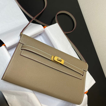 Kelly To Go Wallet 20.5 Etoupe Epsom Gold Hardware