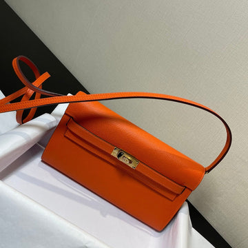 Kelly To Go Wallet 20.5 Orange Epsom Gold Hardware