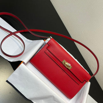 Kelly To Go Wallet 20.5 Red Epsom Gold Hardware