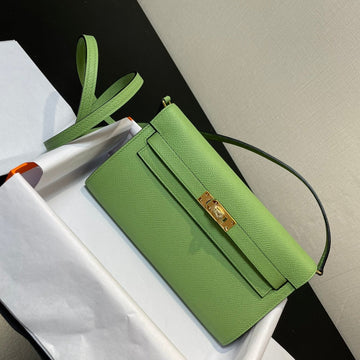Kelly To Go Wallet 20.5 Green Epsom Gold Hardware