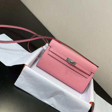 Kelly To Go Wallet 20.5 Pink Epsom Silver Hardware