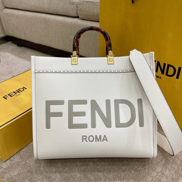 Shine Large 35 Tote In White Calfskin