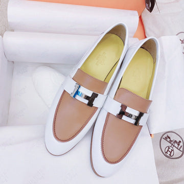 Hm Paris Loafer White Brown Goat Leather 348032