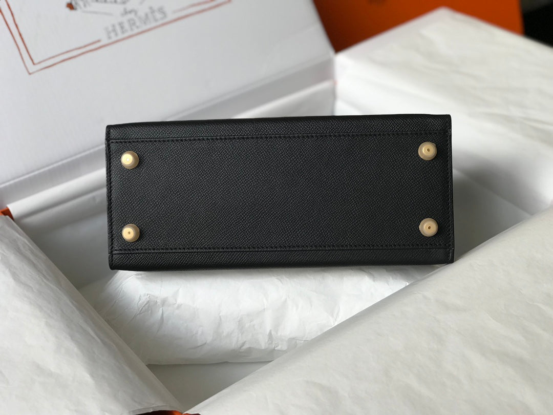 HM Kelly 32CM Black Epsom Leather Gold Hardware
