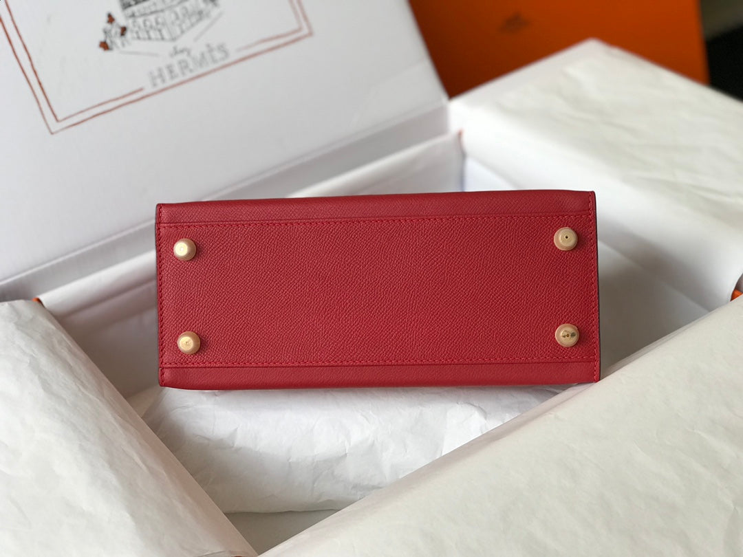 HM Kelly 32CM Dark Red Epsom Leather Gold Hardware