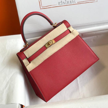 HM Kelly 32CM Bag In Berry Togo Gold Hardware