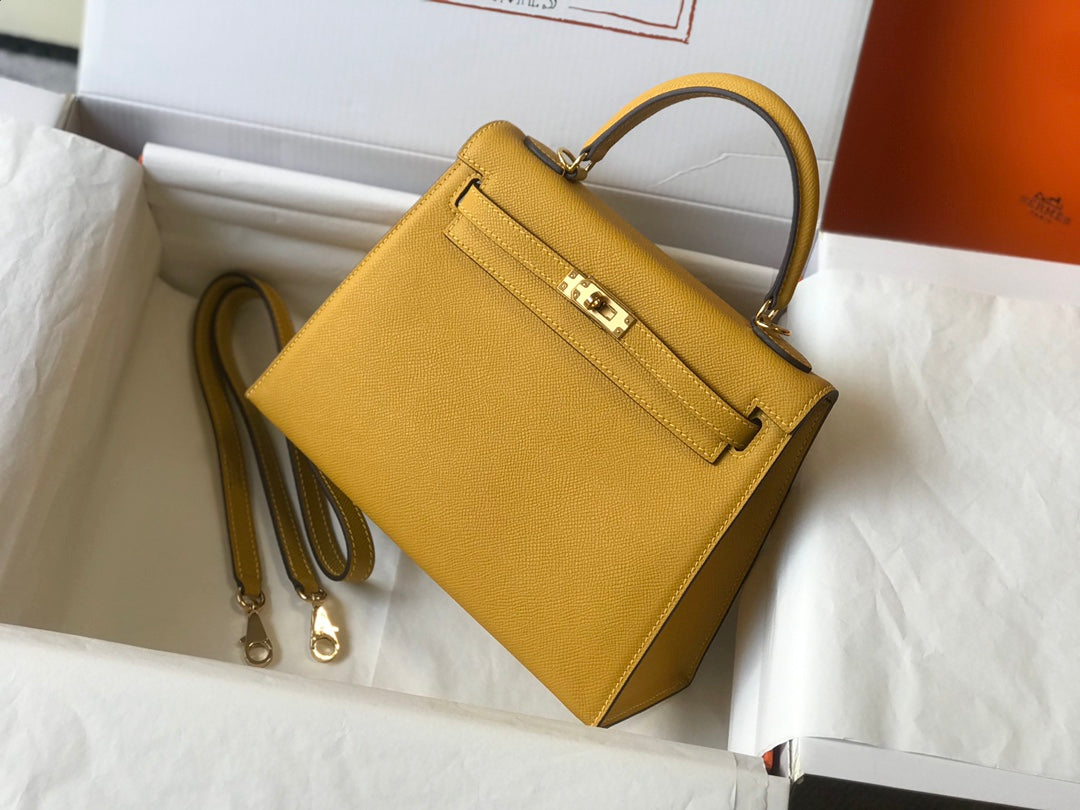 HM Kelly 32CM Yellow Epsom Leather Gold Hardware