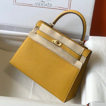HM Kelly 32CM Yellow Epsom Leather Gold Hardware