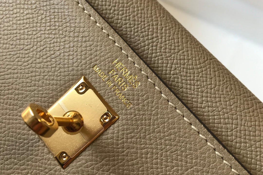 HM Kelly 32CM Desert Taupe Epsom Leather Gold Hardware