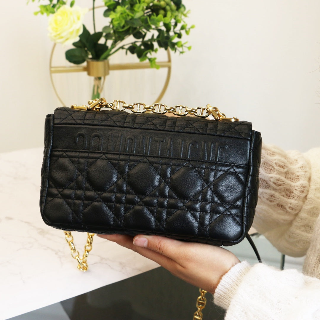 Caro Mini Bag 20 In Black Calfskin