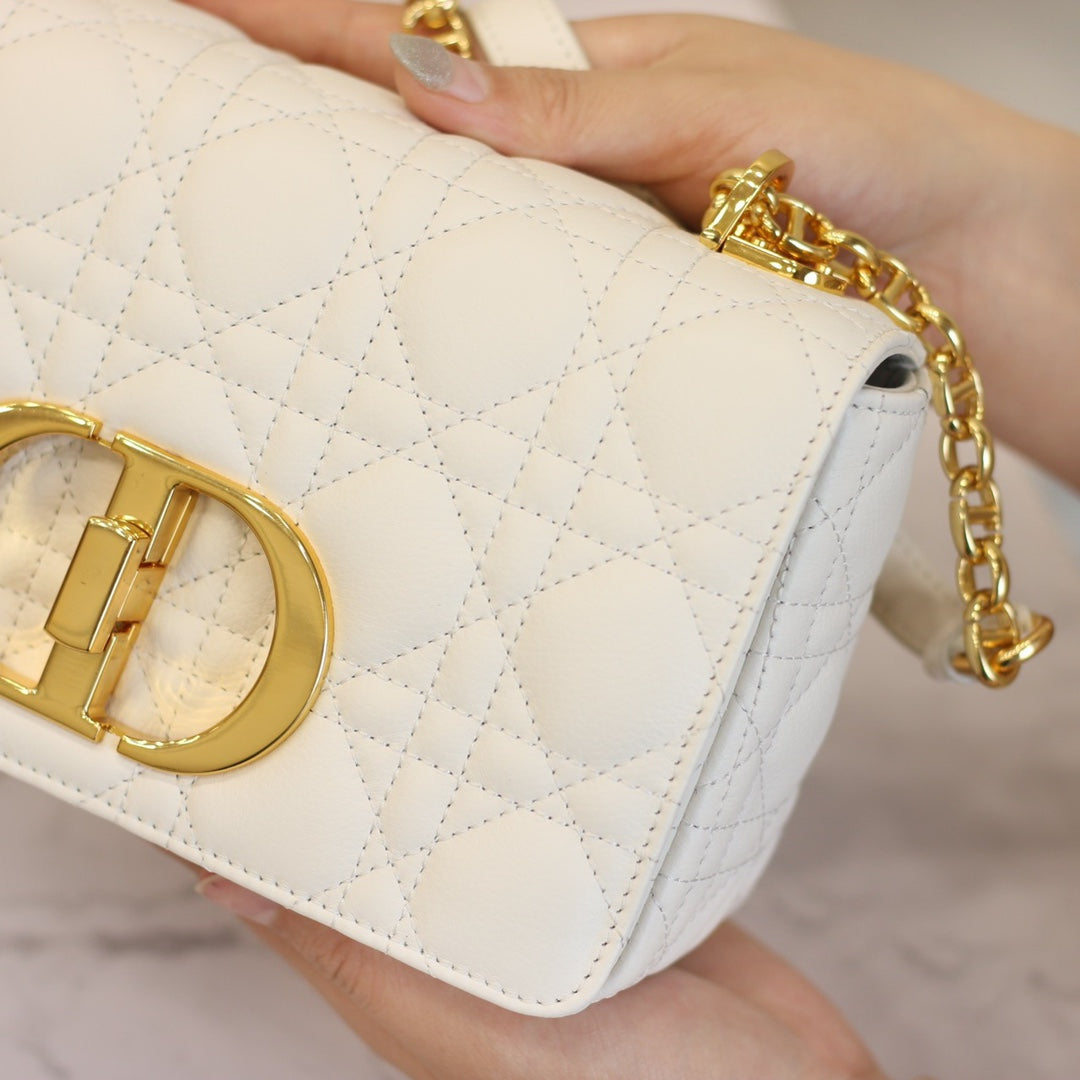 Caro Mini Bag 20 In White Calfskin
