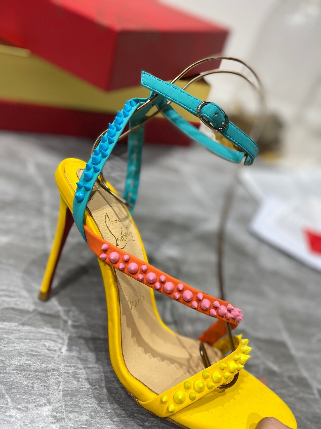 Cl Spiked Sandals Multicolor Sheepskin Alloy Steel 346022