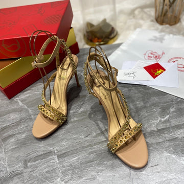 Cl Spiked Sandals Nude Sheepskin Alloy Steel 346024