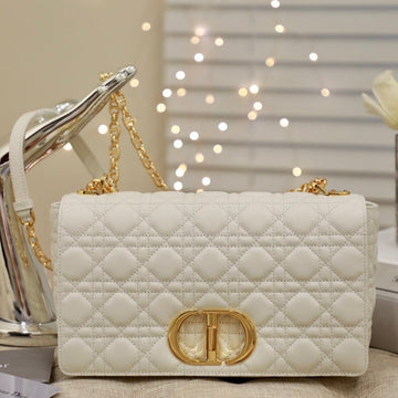 Large Caro Bag 28 White Calfskin