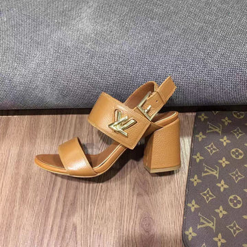 LV Horizon Ankle Strap Sandals 75MM Brown Yellow Calfskin