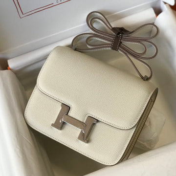 Constance 24 White Epsom Leather Silver Hardware