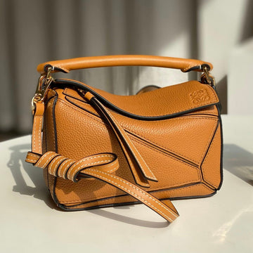 Mini Puzzle 18CM Orange Calfskin Gold Hardware
