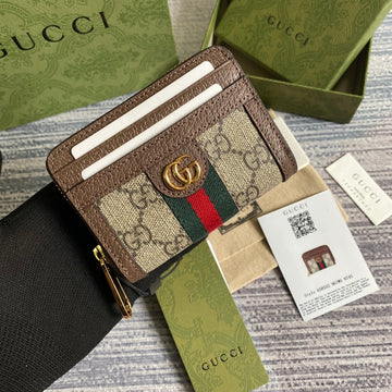 Ophidia GG 11 Wallet In Beige And Ebony Canvas