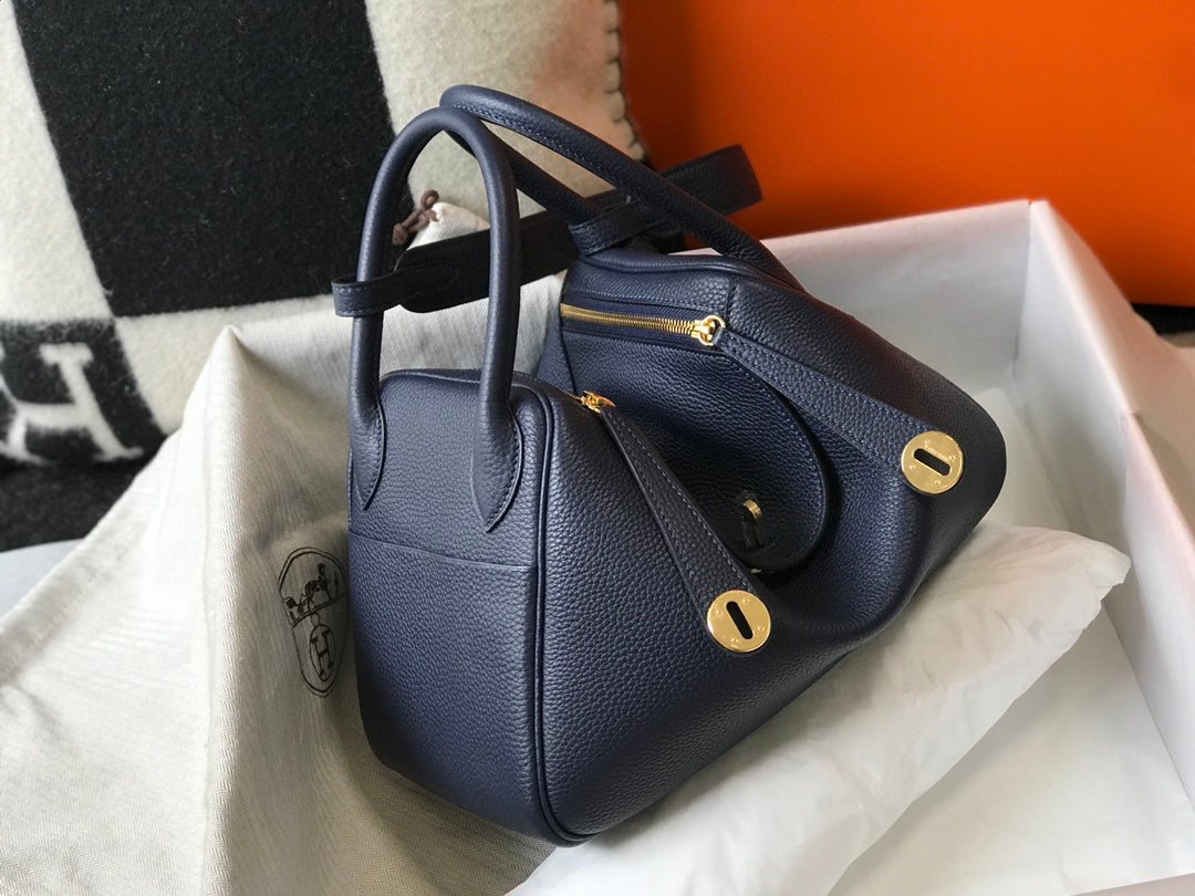 HM Lindy 26 Bag Navy Taurillon Clemence Leather