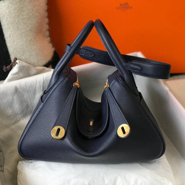 HM Lindy 26 Bag Navy Taurillon Clemence Leather