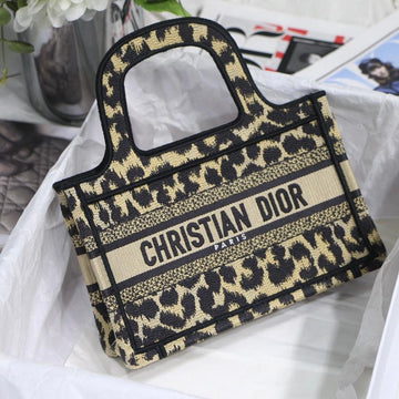 CD Mini Book Tote 23CM Leopard Embroidery Canvas