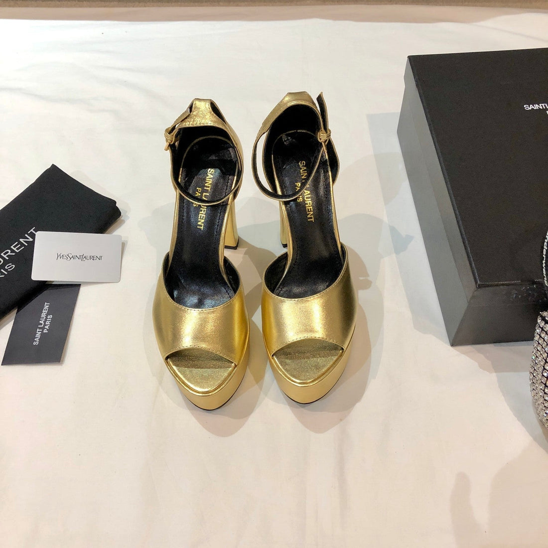 Sl Jodie 135 Platform Sandals Metallic Gold Calfskin