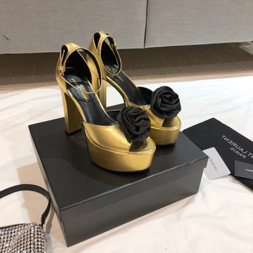 Sl Ivy Floral 135 Platform Sandal Gold Calfskin