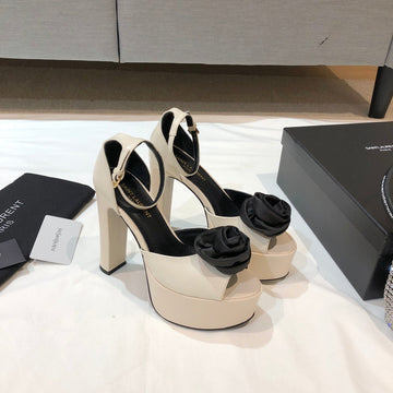 Sl Ivy Floral 135 Platform Sandal Cream Calfskin