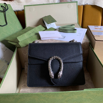 Dyonysus Shoulder Bag 20 In Black Calfskin Silver Hardware