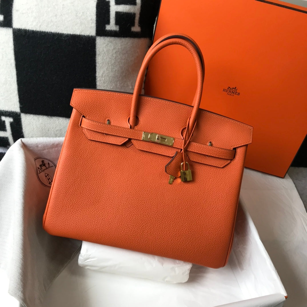 HM Birkin 35CM Bag Orange Togo Gold Hardware