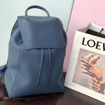 Loewe Flamenco Backpack 31 In Navy Blue Calfskin