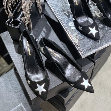 Sl Charlotte Silver Star Pumps Black Suede