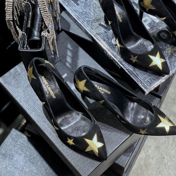 Sl Charlotte Gold Star Pumps Black Suede