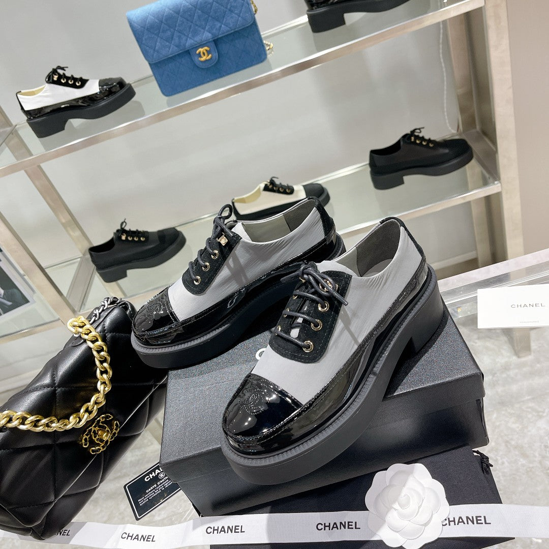 CC Sneaker 45MM Black Grey Wrinkled Lambskin And Cowhide