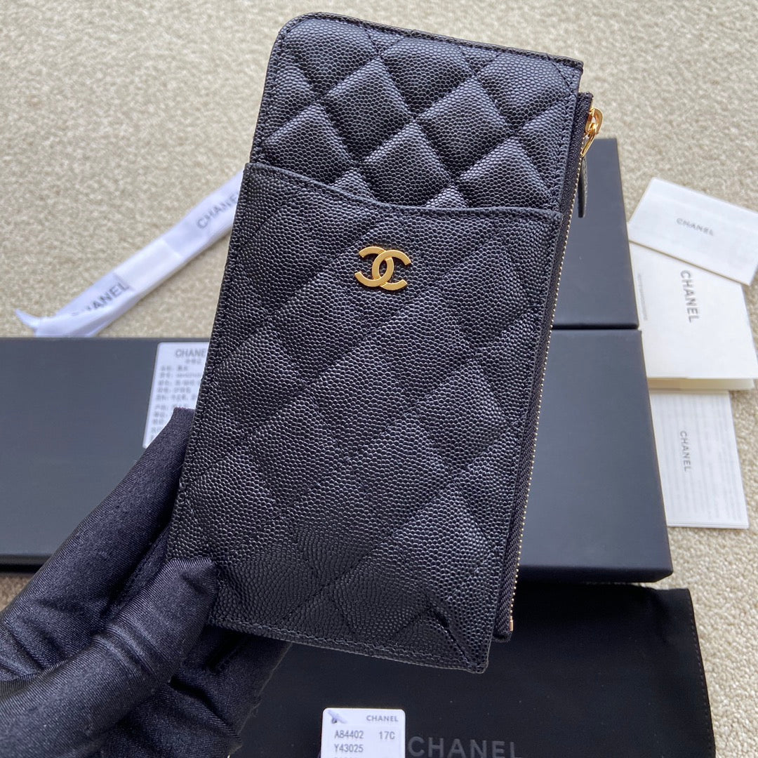 CC Classic Phone Pouch Black Caviar Ghw 229654