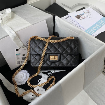 Flap Bag 20 In Black Calfskin Gold Chain