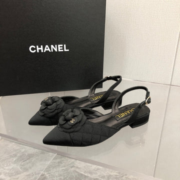 CC 25C 2CM Slingback Flats Black Fabric 213238