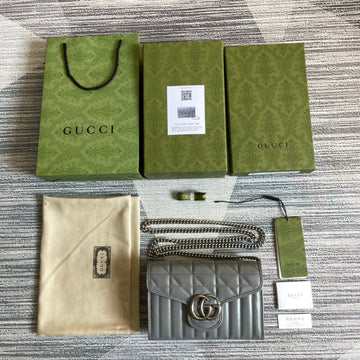 GG Marmont Mini 20 Shoulder Bag In Grey Calfskin