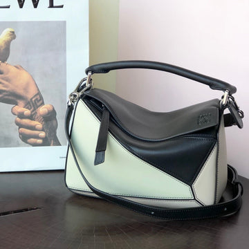 Loe Mini Puzzle 18 Bag In Black Mix White Calfskin