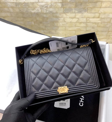 CC Leboy Woc 19CM Black Quilted Caviar Gold Hardware