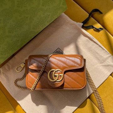 GG Marmont Mini 16 Bag In Cinnamon Brown Calfskin