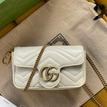 GG Marmont Mini 16 Bag In White Calfskin