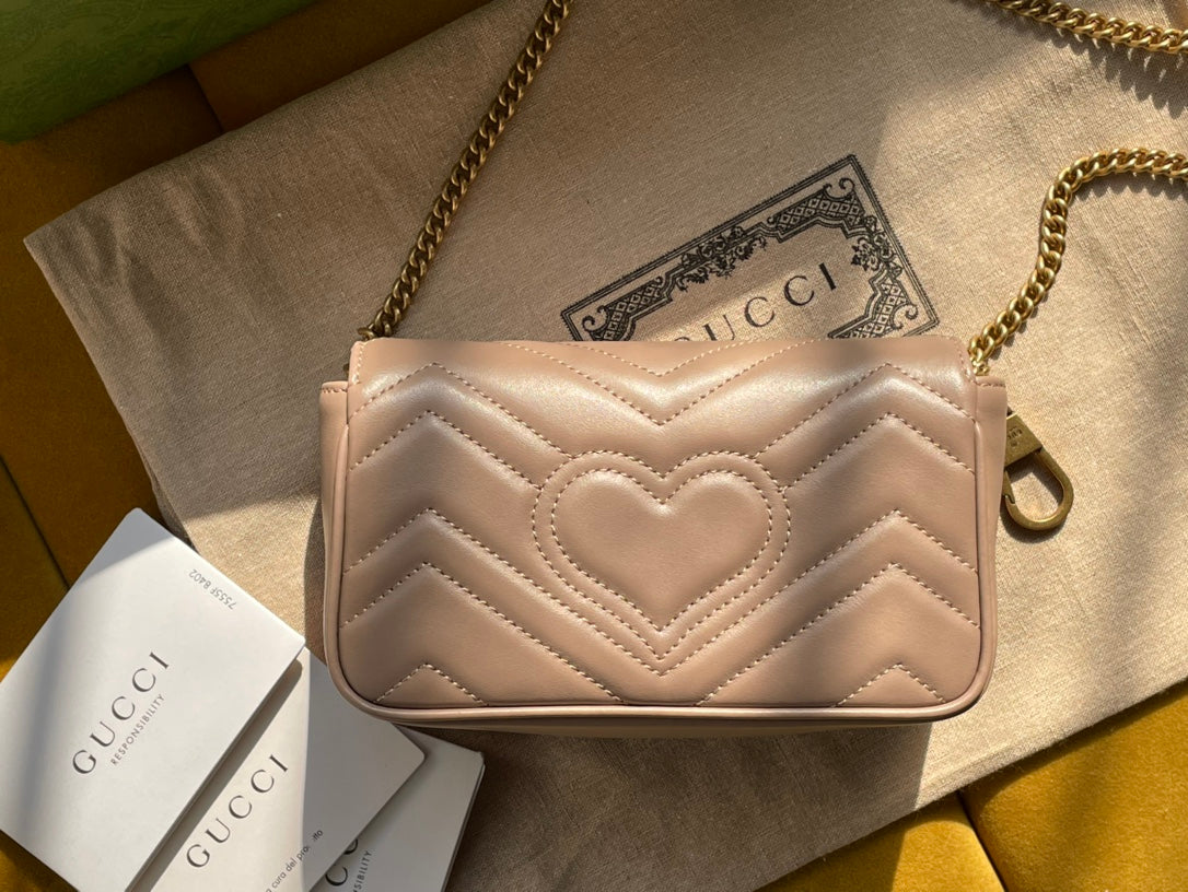 GG Marmont Mini 16 Bag In Beige Calfskin