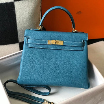 HM Kelly 25CM Denim Blue Togo Gold Hardware