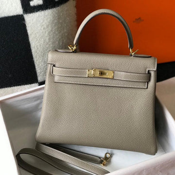 HM Kelly 25CM Taupe Togo Gold Hardware