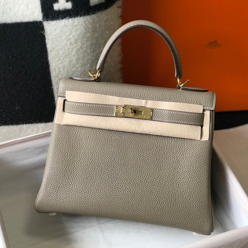 HM Kelly 32CM Desert Taupe Togo Leather Gold Hardware