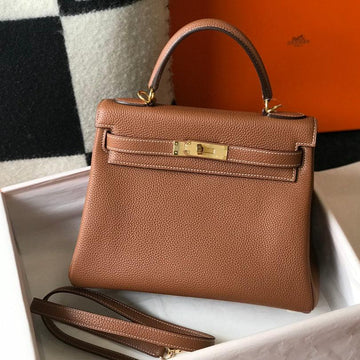 HM Kelly 25CM Yellow Ochre Togo Gold Hardware