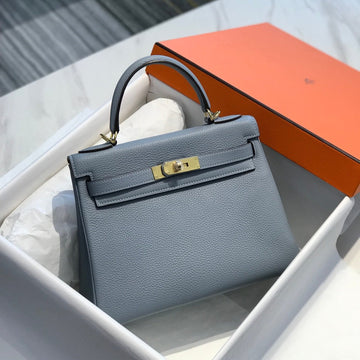 HM Kelly 32CM Bag In Tempered Gray Togo Gold Hardware